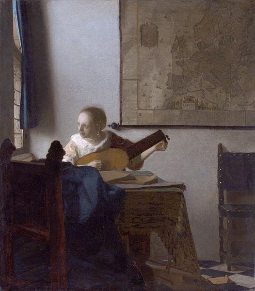 Johannes Vermeer Woman with a lute. oil painting picture